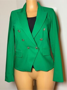 Rachel Zoe Emerald Green Double-Breasted Blazer
